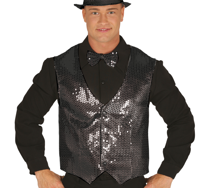 Gilet noir Paillettes Hommes