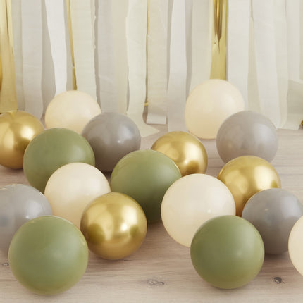 Ballons verts dorés gris beige 13cm 40pcs