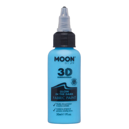 Moon Glow Peinture pour tissu bleu phosphorescent 30ml