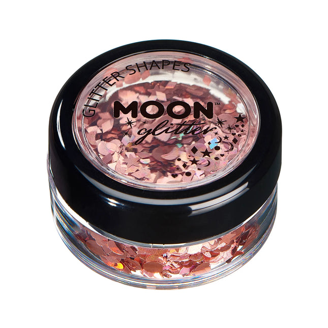 Moon Glitter Paillettes holographiques Formes or rose 3g