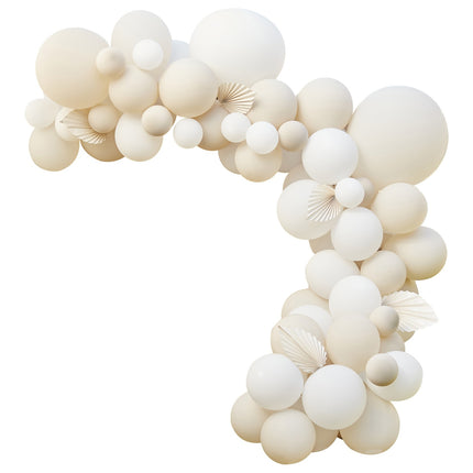 Ensemble d'éventails pour arcs de ballons blanc beige DIY