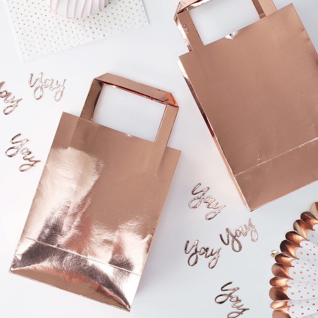 Rose Gold Party Bags Paper 26cm 3pcs