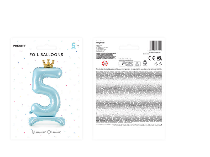 Ballon de baudruche Figure 5 Bleu clair Standard Vide 84cm