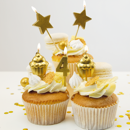 Bougies 4 Years Cupcake Gold 17,5cm