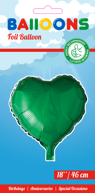 Ballon à l'hélium Coeur Vert 46cm vide