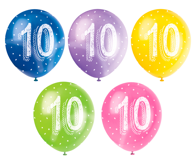 Ballons 10 ans Confetti 30cm 5pcs