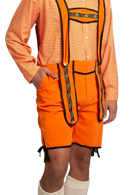 Short Johann pour hommes Lederhosen orange