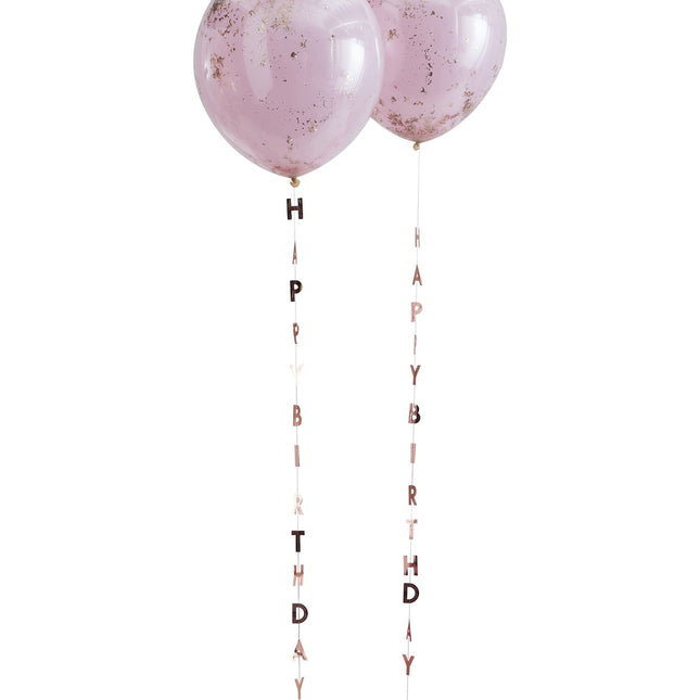 Guirlande de ballons Happy Birthday en or rose 1m
