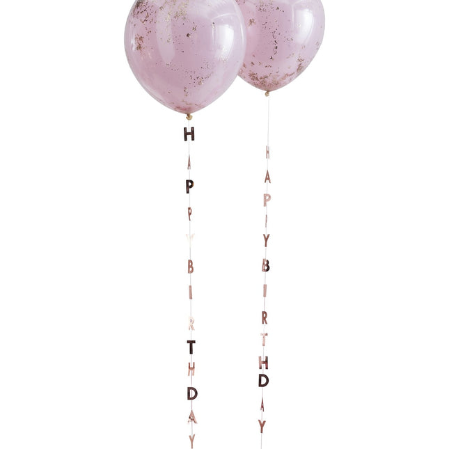 Guirlande de ballons Happy Birthday or rose 1m