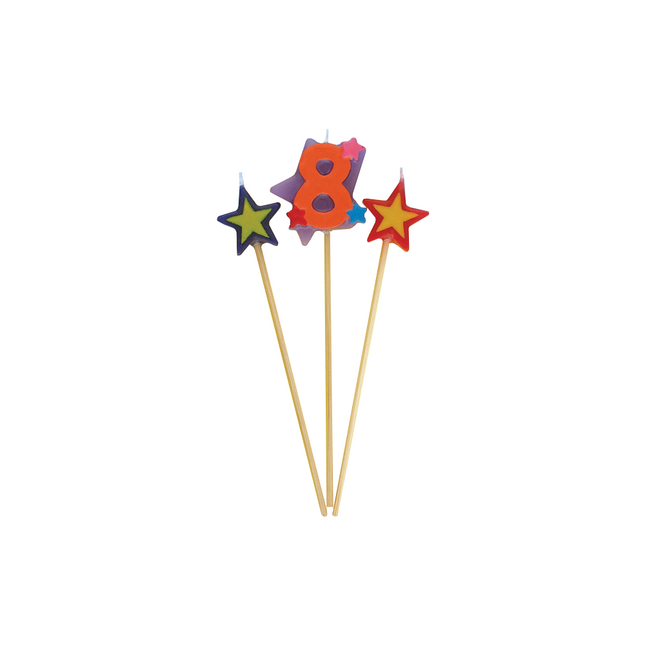 Set de bougies 8 Years Stars 26cm 3pcs