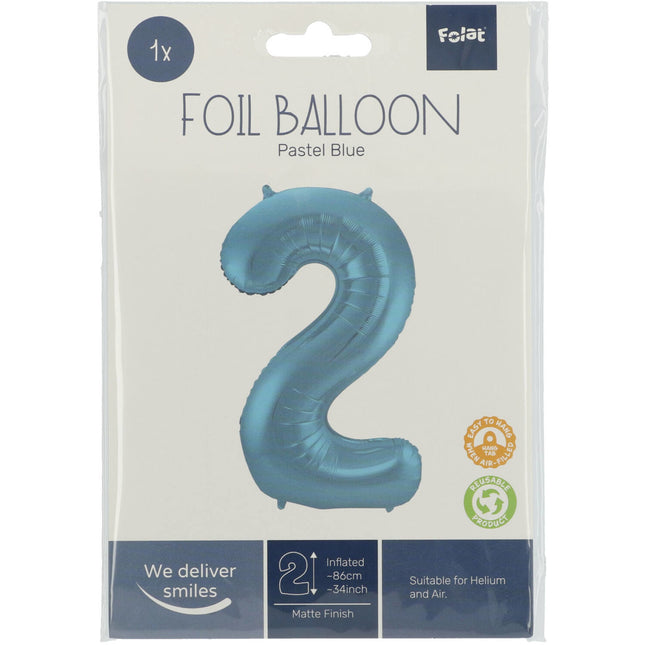 Ballon de baudruche Figure 2 Bleu pastel XL 86cm vide