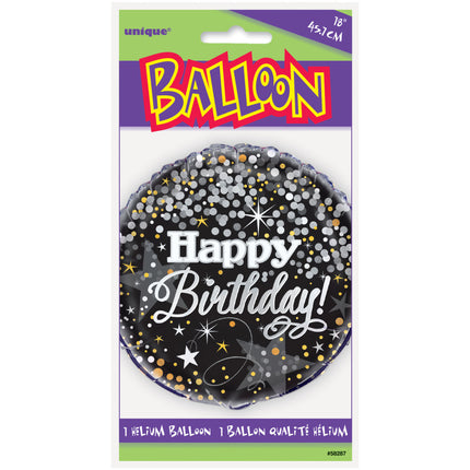 Ballon à hélium Happy Birthday Glitter Confetti 45cm vide