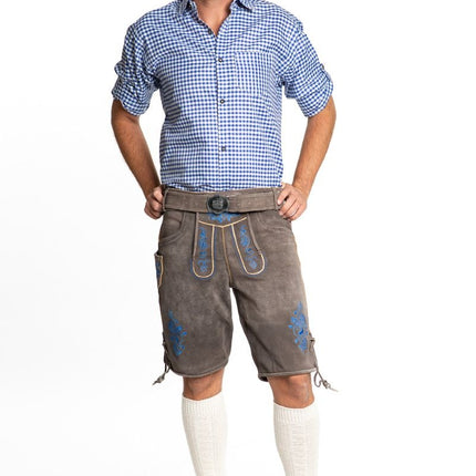 Lederhose Short en cuir Shade Blue et Belt