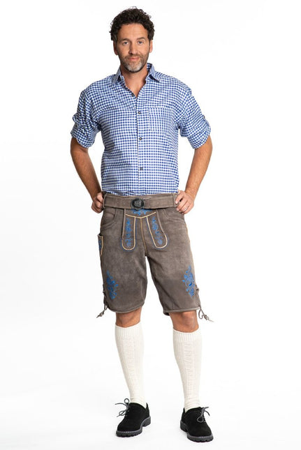 Lederhose Short en cuir Shade Blue et Belt