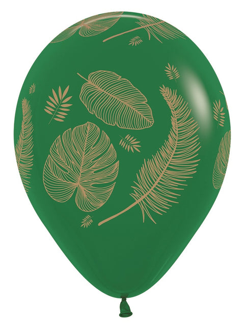 Ballons Tropical Leaves Mix Gold Print 30cm 25pcs