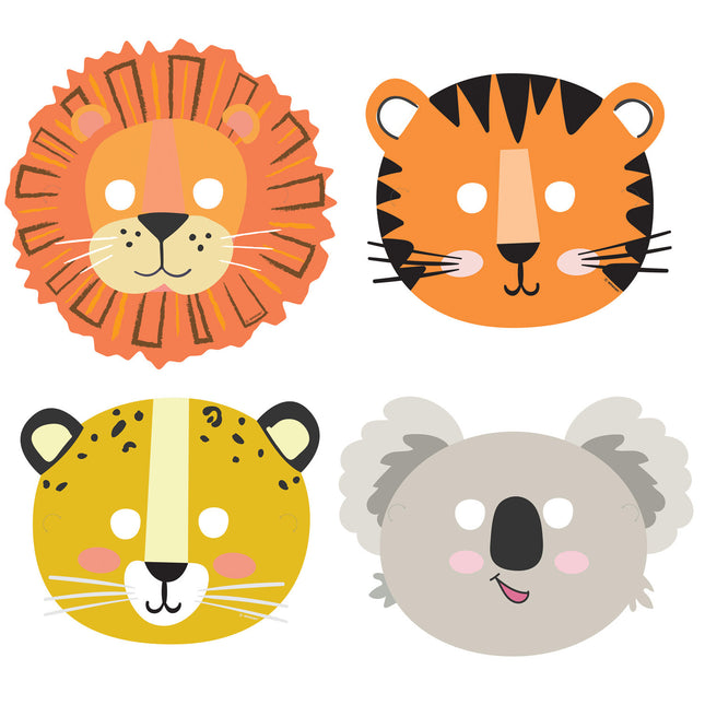 Masque Animaux de la jungle 8pcs