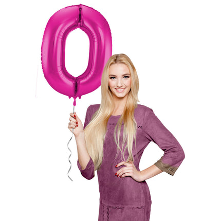 Ballon de baudruche Figure 0 Fuchsia Metallic XL 86cm vide