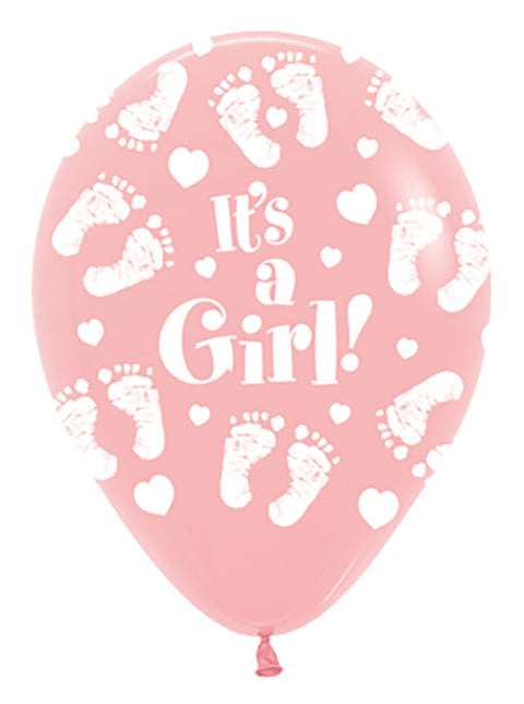 Ballons It's a Girl Footprint Pink 30cm 25pcs