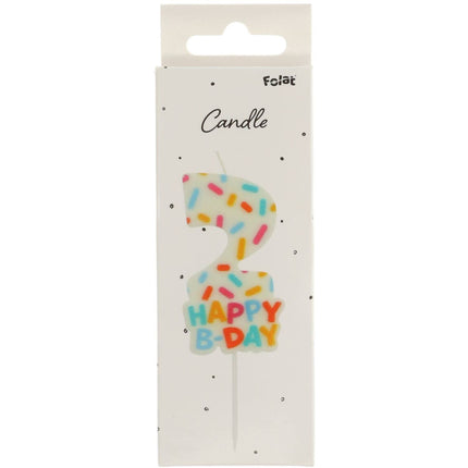 Bougie de joyeux anniversaire 2 ans 7cm