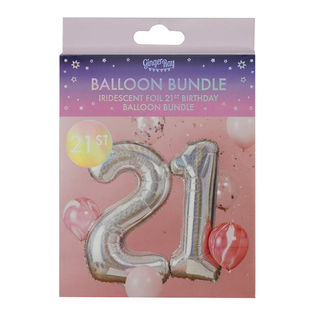 Jeu de ballons 21 ans Confetti 2 pièces