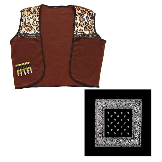 Gilet de cow-boy homme avec bandana 2 pièces