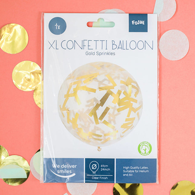 Ballon confetti doré 61cm