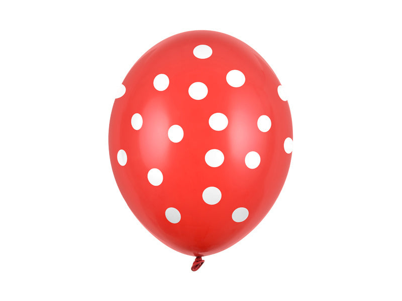 Ballons rouges à pois blancs 30cm 6pcs