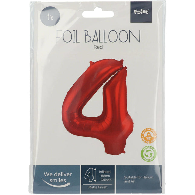 Ballon de baudruche Figure 4 Rouge mat XL 86cm vide