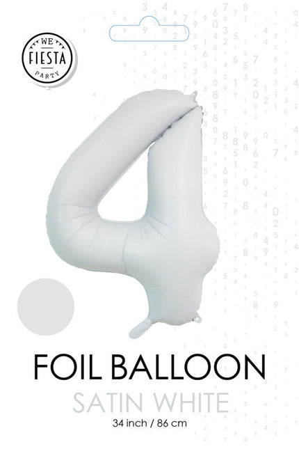Ballon à figures blanc 4 ans brillant 86cm