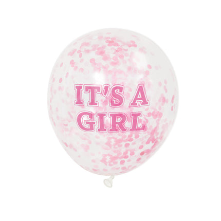 Confetti Balloons It's A Girl Pink 30cm 6pcs