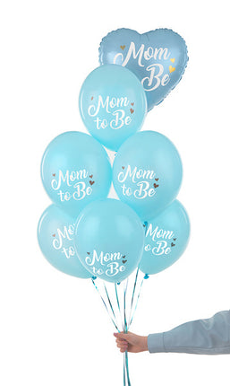 Ballons de baudruche Mom To Be Blue 30cm 6pcs