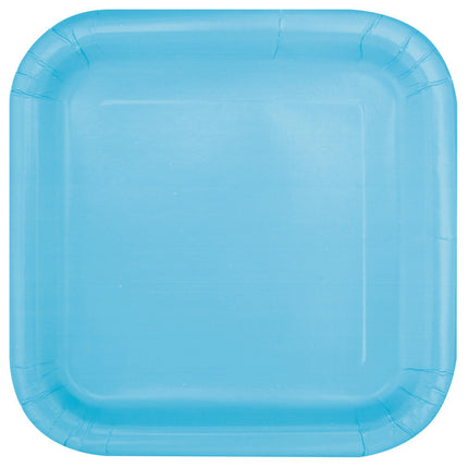 Assiettes carrées bleu clair 23cm 14pcs