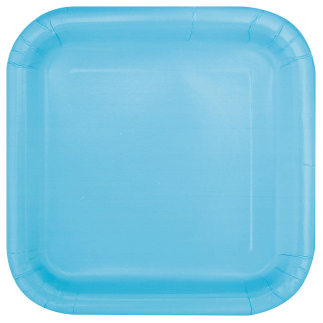 Assiettes carrées bleu clair 23cm 14pcs