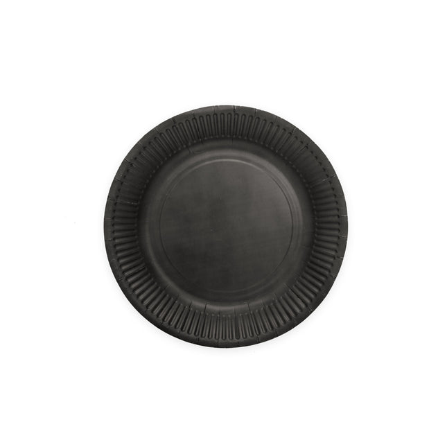 Assiettes noires en papier 18cm 8pcs