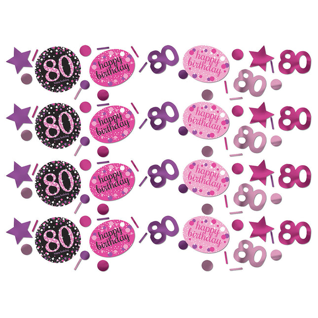 Confetti de table 80 ans Joyeux anniversaire rose 34gr