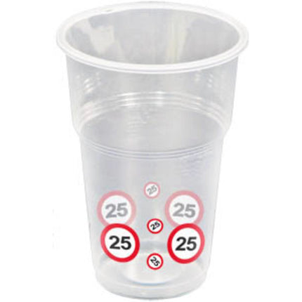 Gobelets 25 ans Panneau de signalisation en plastique 350ml 8pcs