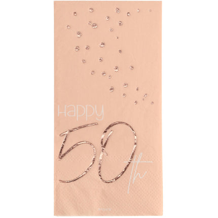 Serviettes de table 50 ans or rose 33cm 10pcs