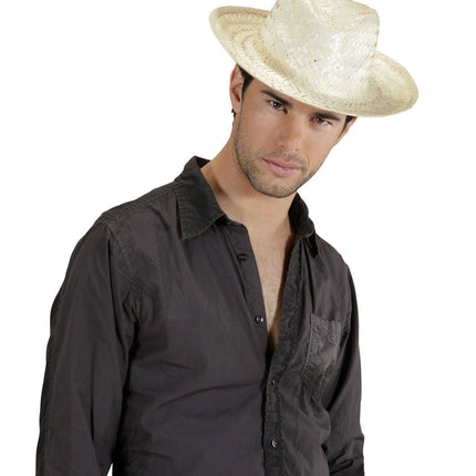 Chapeau de cow-boy en paille blanche