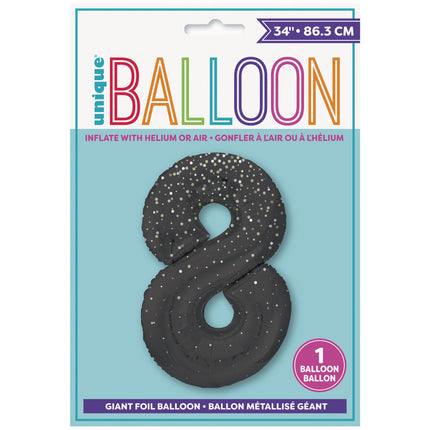 8 Year Figure Balloon Black Dots 86cm