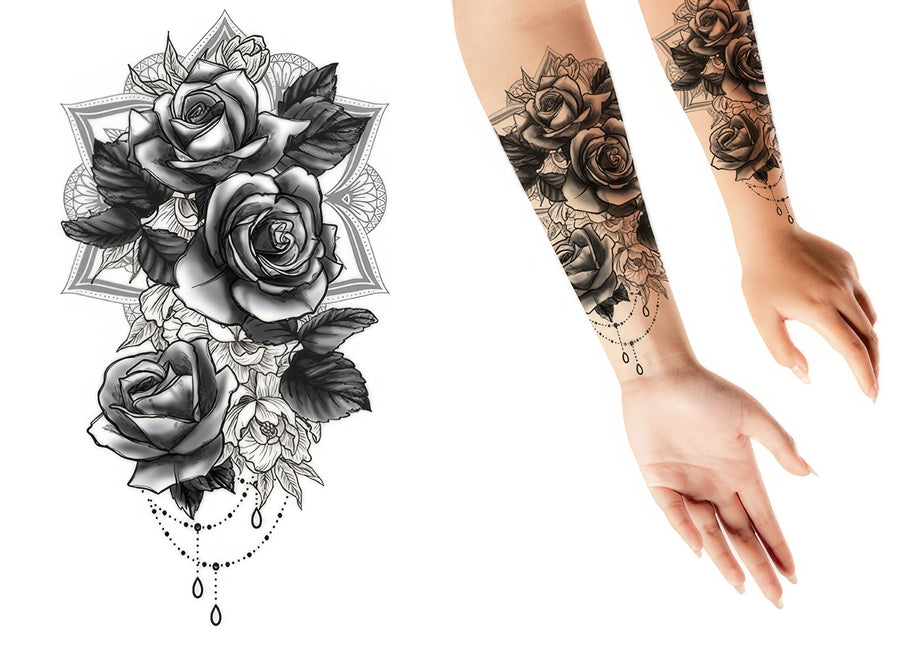 Faux Tatouage Roses 30cm