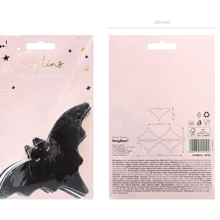 Serviettes de table Halloween Chauve-souris 32cm 20pcs