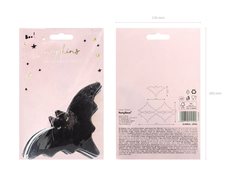 Serviettes de table Halloween Chauve-souris 32cm 20pcs