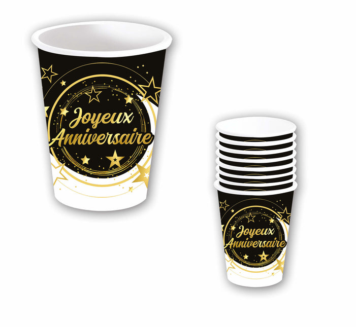 Tasses Joyeux Anniversaire 240ml 6pcs