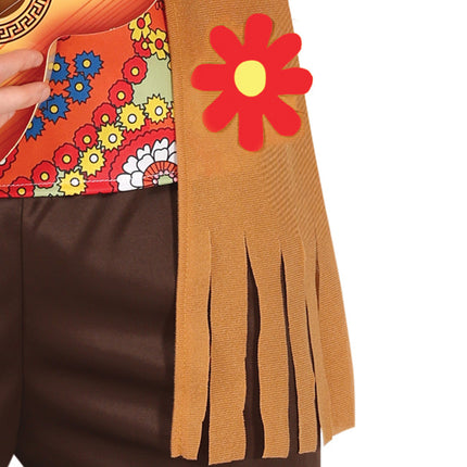 Costume Hippie 60S Homme coloré avec gilet marron