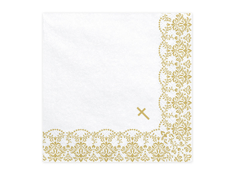 Serviettes de Communion Croix Or 33cm 20pcs