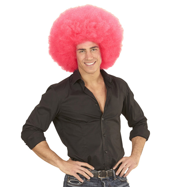 Perruque rose Afro Extra Big