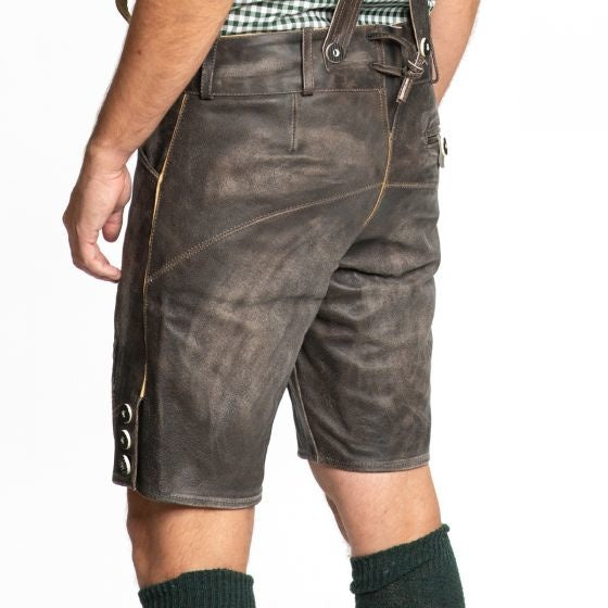 Lederhose Short en cuir rétro et bretelles