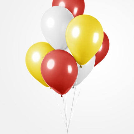 Ballons rouges jaunes blancs 30cm 100pcs