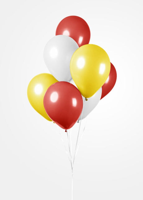 Ballons rouges jaunes blancs 30cm 100pcs