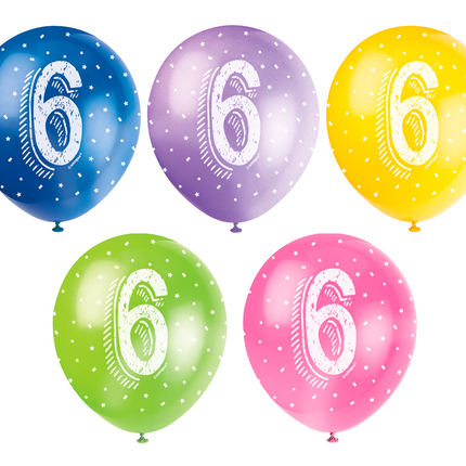 Ballons 6 ans Confetti 30cm 5pcs